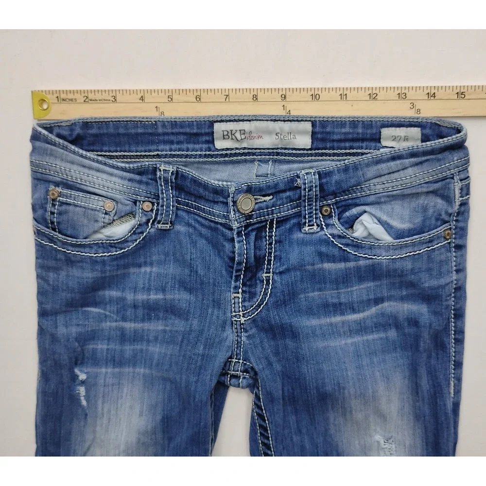 BKE Jeans Stella Bootcut Stretch Low Rise 27 R Thick Stitch Western Fits 30x31 - Picture 3 of 11